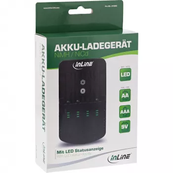 Cargador InLine NiMH/NiCd, AA AAA y 9V