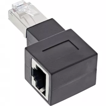 Adaptador de cable de parcheo Cat.6A InLine, RJ45 macho / hembra, acodado 90° hacia la derecha