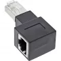 Adaptador de cable de parcheo Cat.6A InLine, RJ45 macho / hembra, acodado 90° hacia la derecha