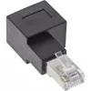 Adaptador de cable de parcheo Cat.6A InLine, RJ45 macho / hembra, acodado 90° hacia la derecha