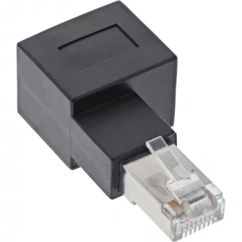 Adaptador de cable de parcheo Cat.6A InLine, RJ45 macho / hembra, acodado 90° hacia la derecha