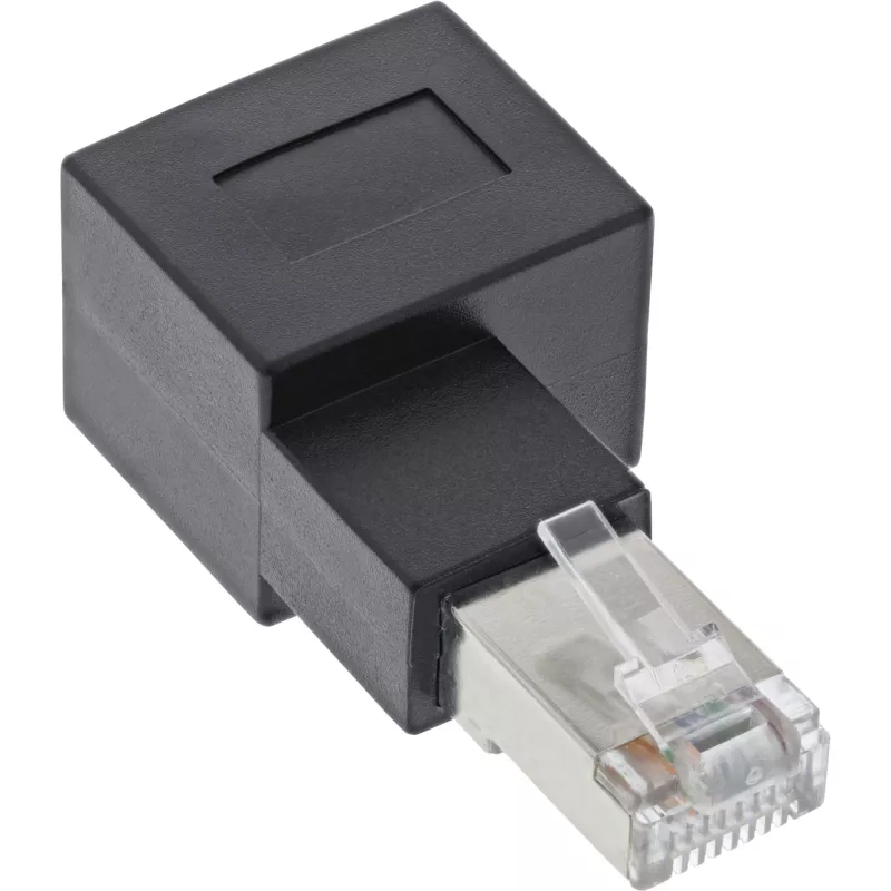 Adaptador de cable de parcheo Cat.6A InLine, RJ45 macho / hembra, acodado 90° hacia la derecha