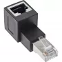 Adaptador de cable de parcheo Cat.6A InLine, RJ45 macho / hembra, acodado 90° hacia arriba