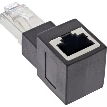 Adaptador de cable de parcheo Cat.6A InLine, RJ45 macho / hembra, acodado 90° hacia arriba