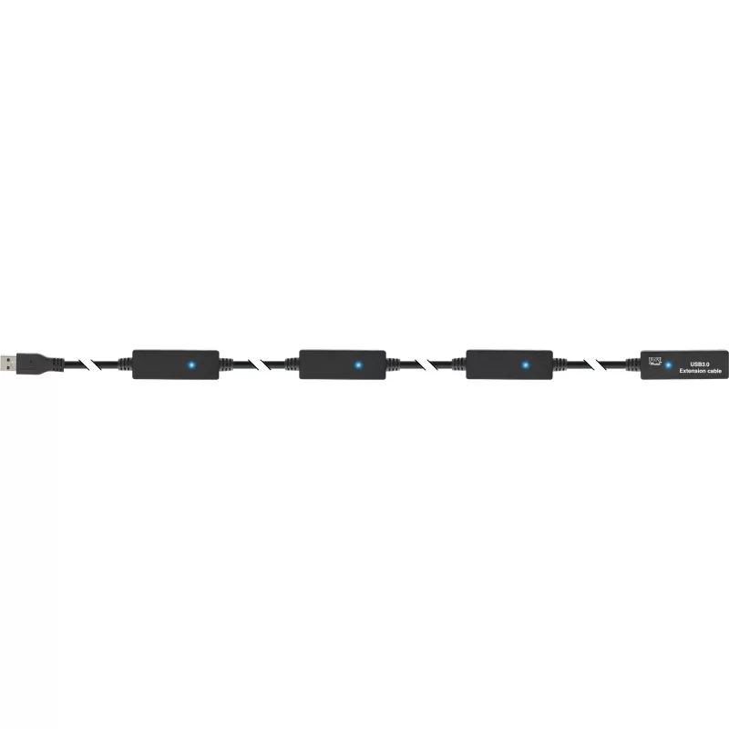 Cable repetidor activo USB3.2 Gen.1 InLine Type-A macho / hembra, negro, 20 m