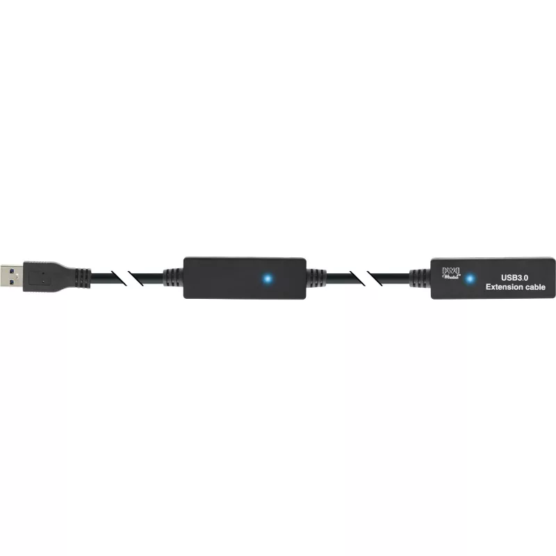 Cable repetidor activo USB3.2 Gen.1 InLine Type-A macho / hembra, negro, 10 m