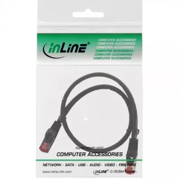 Cable de parcheo InLine S/FTP PiMF Cat.6 250MHz cobre libre de halógenos negro 0,5 m