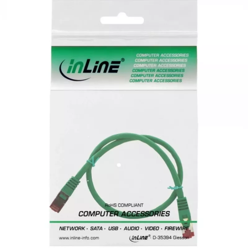 Cable de parcheo InLine S/FTP PiMF Cat.6 250MHz cobre libre de halógenos verde 0,3 m