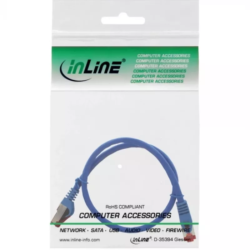 Cable de parcheo InLine S/FTP PiMF Cat.6 250MHz cobre libre de halógenos azul 0,5 m