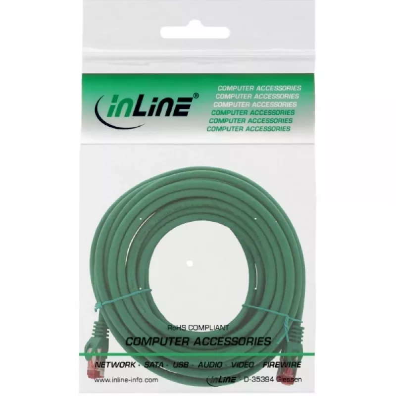 Cable de parcheo InLine S/FTP PiMF Cat.6 250MHz cobre libre de halógenos verde 7,5 m