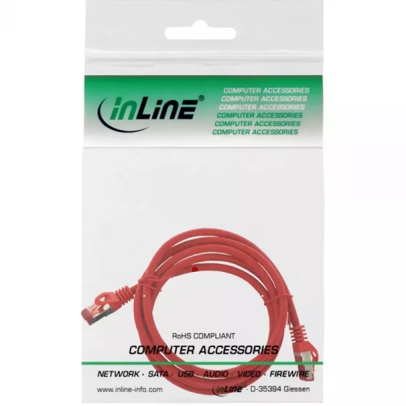 InLine 76912R Cable patch, S/FTP (PiMf), Cat.6, libre de halógenos, cobre, rojo, 1,5 m