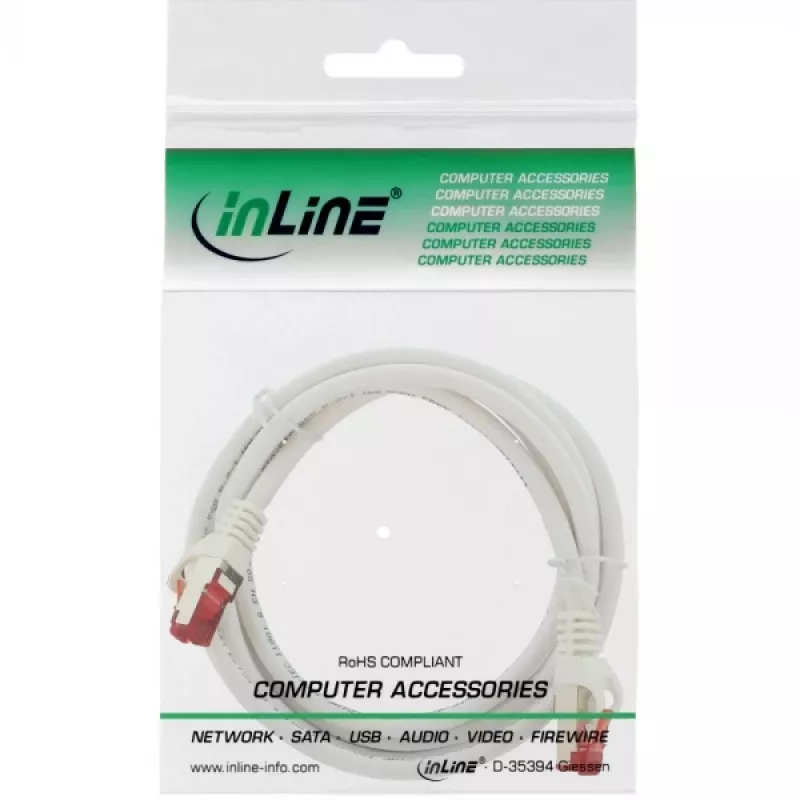 InLine Cable de red S/FTP PiMF Cat.6 250M Hz cobre libre de halógenos blanco 2m