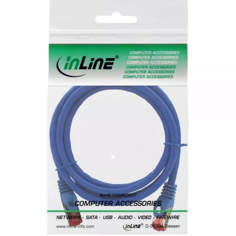 InLine Cable de red S/FTP PiMF Cat.6 250M Hz cobre libre de halógenos azul 2m