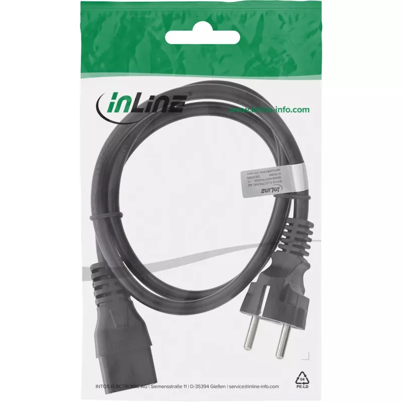 Cable de alimentación InLine 16A CEE 7/7 recto / IEC320/C19 1,5 m