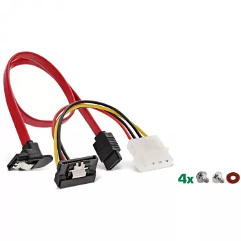 SET de marco de montaje para HDD/SSD InLine con cable SATA y de alimentación, en ángulo, incl. tornillos