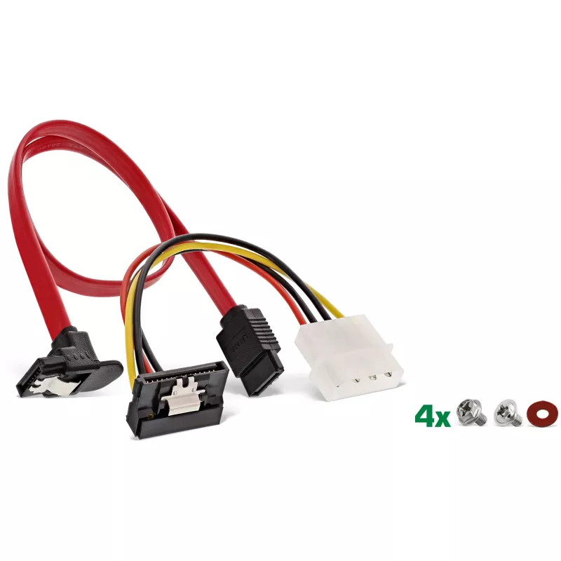SET de marco de montaje para HDD/SSD InLine con cable SATA y de alimentación, en ángulo, incl. tornillos