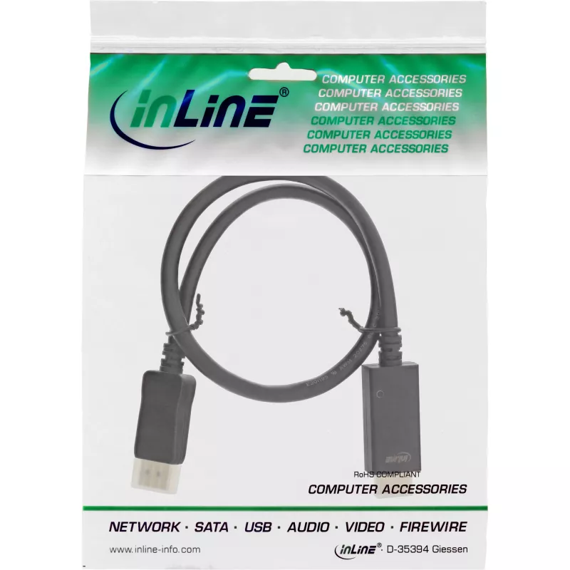 Cable convertidor DisplayPort a HDMI InLine 17186I 0,5 m 4K/60Hz negro