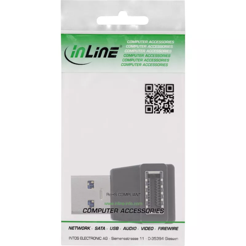 Adaptador USB 3.2 InLine, conector macho USB-A a conector hembra USB-E de panel frontal interno