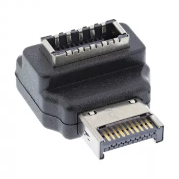 Adaptador USB 3.2 InLine interno, conector macho USB-E de panel frontal a conector hembra USB-E 90°