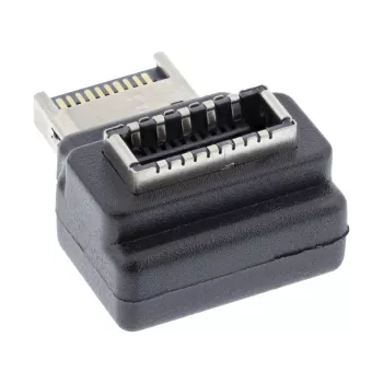 Adaptador USB 3.2 InLine interno, conector macho USB-E de panel frontal a conector hembra USB-E 90°
