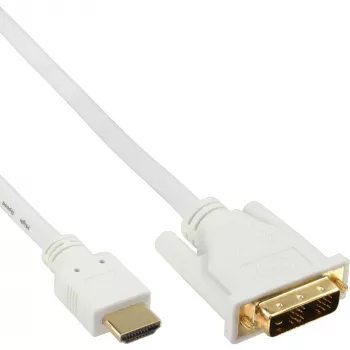 Cable HDMI a DVI InLine conector macho / conector macho 18+1 blanco oro 5m