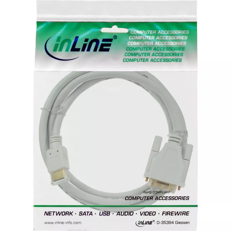 Cable HDMI a DVI InLine conector macho / conector macho 18+1 blanco oro 5m