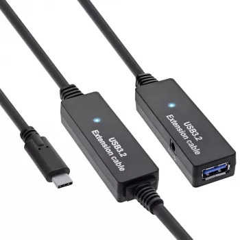 Extensión activa USB 3.2 Gen.1 InLine, conector macho USB-C a conector hembra USB-A, 10 m