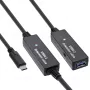 Extensión activa USB 3.2 Gen.1 InLine, conector macho USB-C a conector hembra USB-A, 10 m
