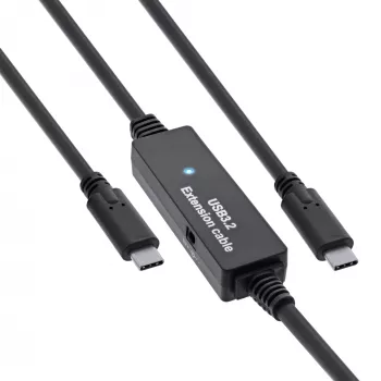 Cable activo USB 3.2 Gen.1 InLine, conector macho USB-C a conector macho USB-C, 15m
