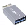 Adaptador USB 3.2 InLine, conector macho USB-E de panel frontal interno a conector hembra USB-A