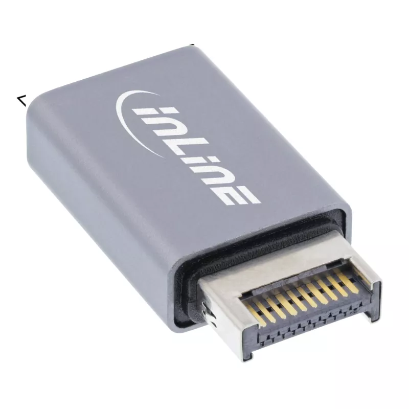 Adaptador USB 3.2 InLine, conector macho USB-E de panel frontal interno a conector hembra USB-A