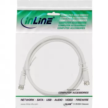 Cable SAT InLine doble apantallado Ultra-Low-Loss 2x conector macho F >75 dB blanco 10 m