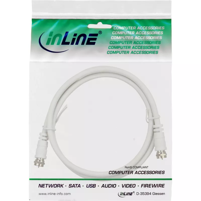 Cable SAT InLine doble apantallado Ultra-Low-Loss 2x conector macho F >75 dB blanco 7 m