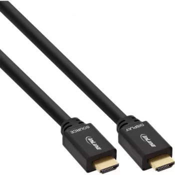 Cable HDMI High Speed activo InLine con Ethernet, M/M, negro, contactos dorados, 30 m