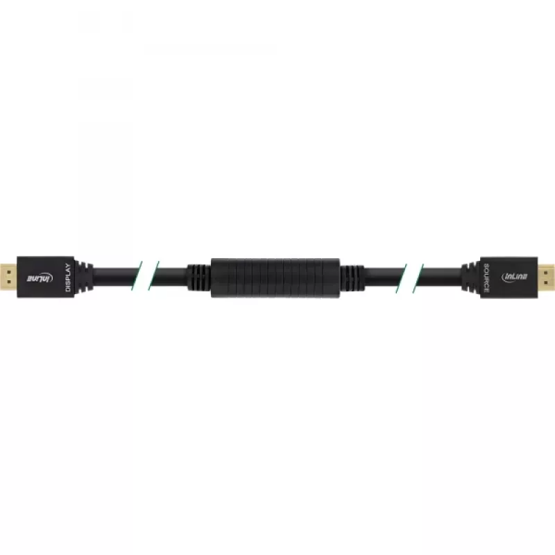 Cable HDMI High Speed activo InLine con Ethernet, M/M, negro, contactos dorados, 30 m