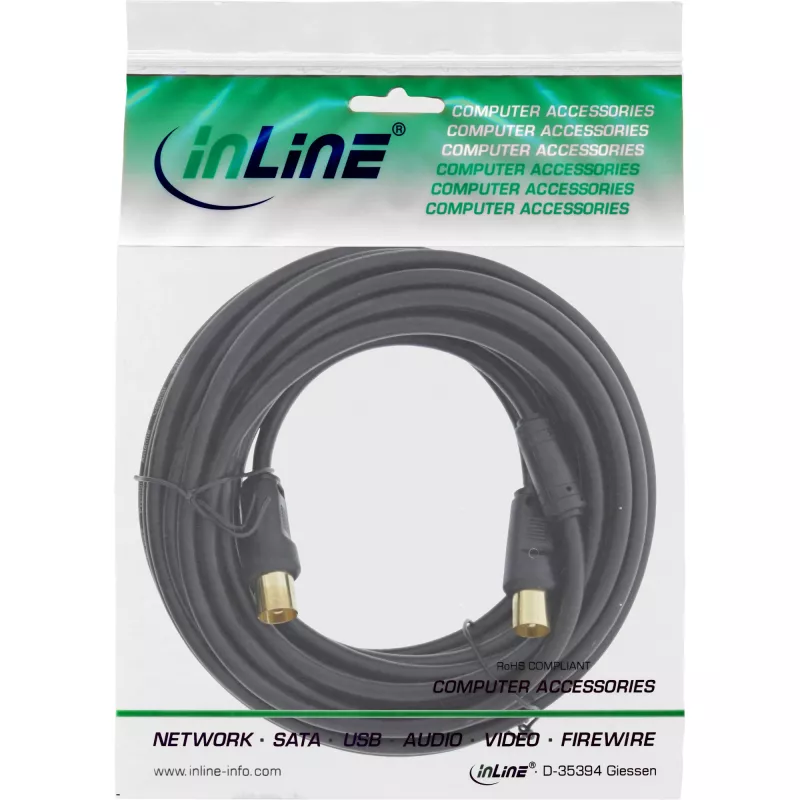 InLine Cable de antena 2x apantallado >85 dB negro 3 m