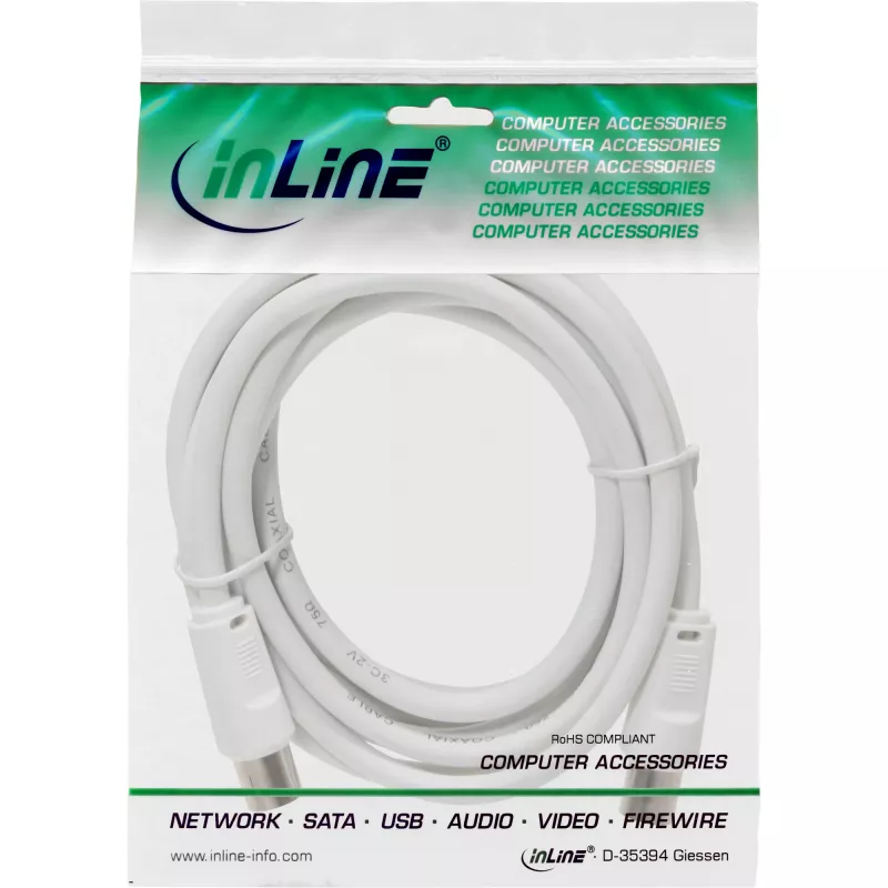 InLine Cable de antena 2x apantallado Ultra-Low-Loss >75dB blanco 2m