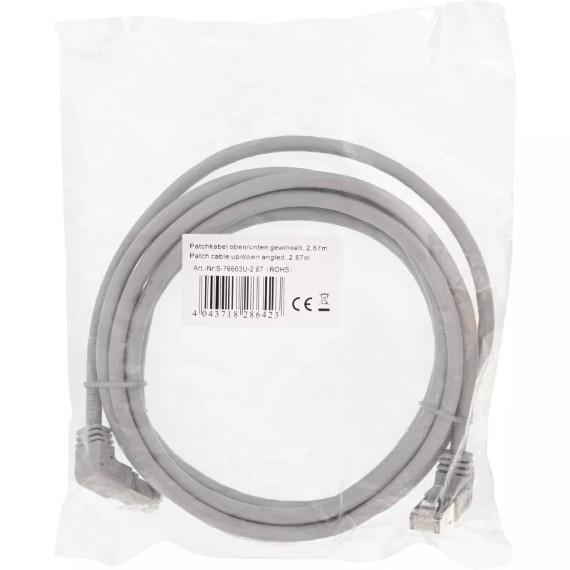 InLine Cable de red acodado arriba/abajo S/FTP (PiMf) Cat.6 PVC cobre gris 2,67m