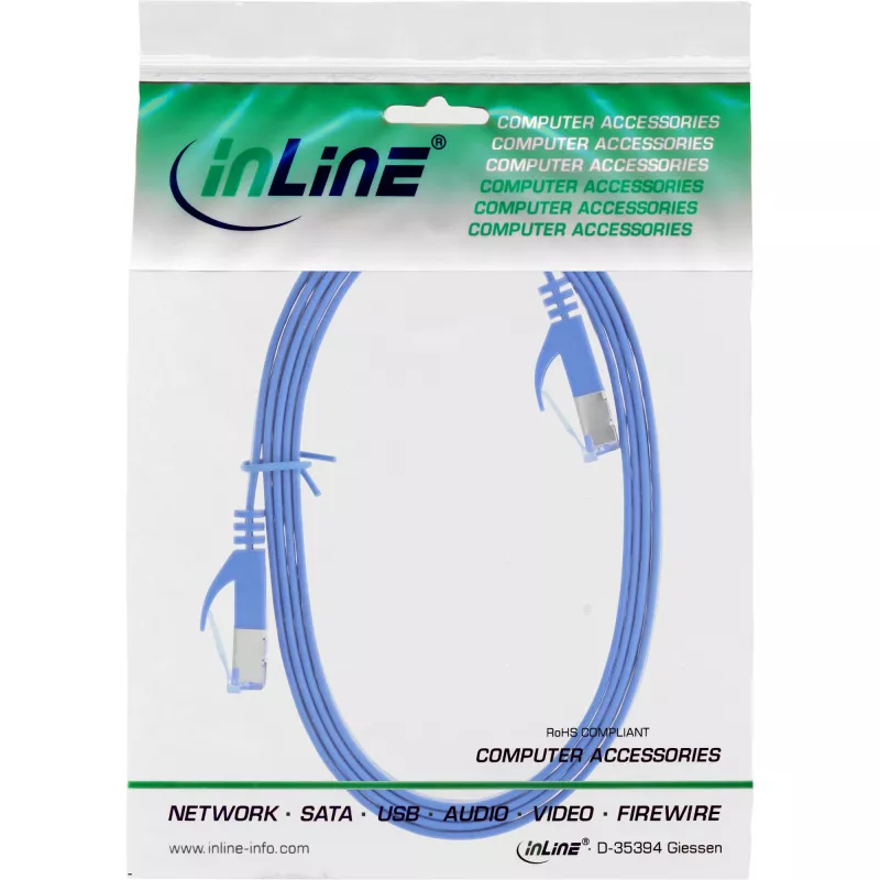 InLine Cable de red plano U/FTP Cat.6A azul 3m