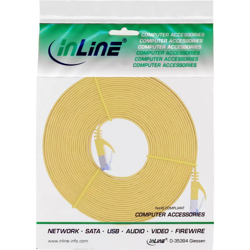 InLine Cable de red plano U/FTP Cat.6A amarillo 5 m