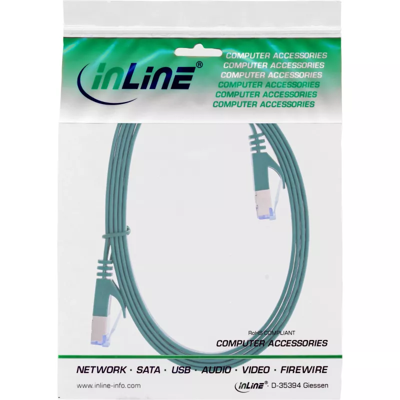 InLine Cable de red plano U/FTP Cat.6A verde 0,5 m