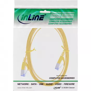Cable de red plano InLine U/FTP Cat.6A amarillo 3 m