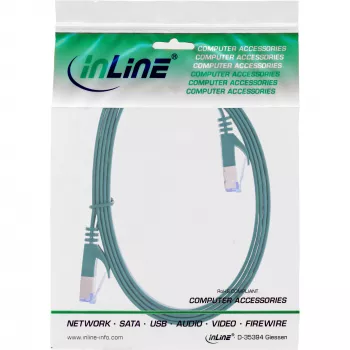 Cable de red plano InLine U/FTP Cat.6A verde 3 m