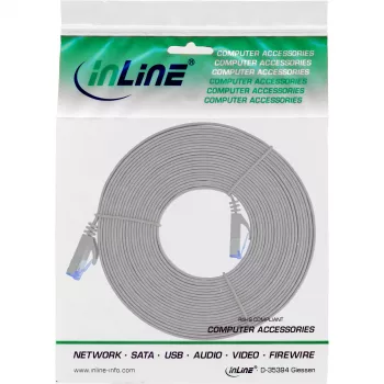 Cable de red plano InLine U/FTP Cat.6A gris 5 m