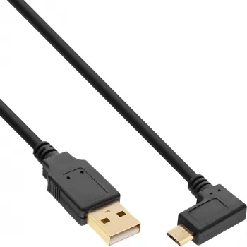 Cable Micro-USB 2.0 InLine USB Type-A macho / Micro-B macho acodado negro 1,5 m
