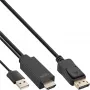 Cable convertidor InLine HDMI a DisplayPort 4K negro/dorado 1 m