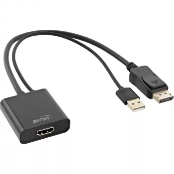 Cable convertidor InLine HDMI hembra a DisplayPort macho 4K negro/dorado 0,3 m