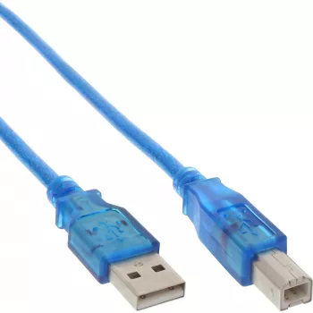 Cable USB 2.0 InLine Type-A macho / Type-B azul transparente 3 m