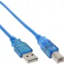 Cable USB 2.0 InLine Type-A macho / Type-B azul transparente 3 m