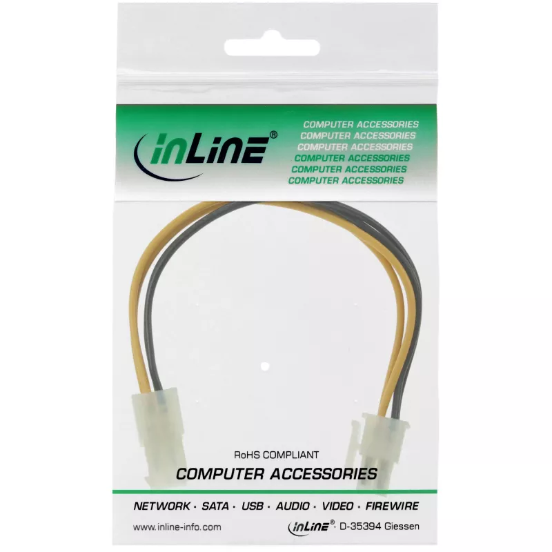 Alargador de corriente interno InLine para placa base P4 conector macho/hembra de 4 polos 0,20 m